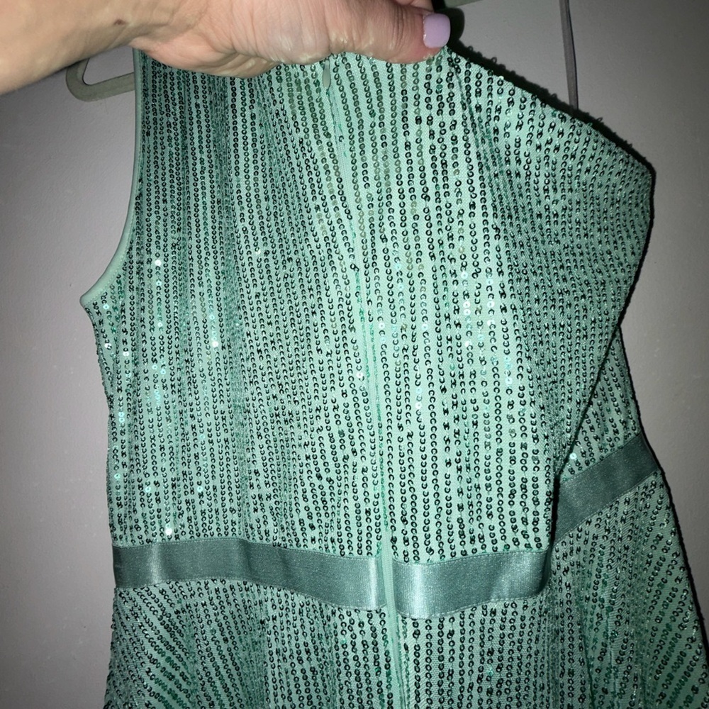 NWT One Shoulder Sequin Dress - Mint Green - Picture 4 of 7